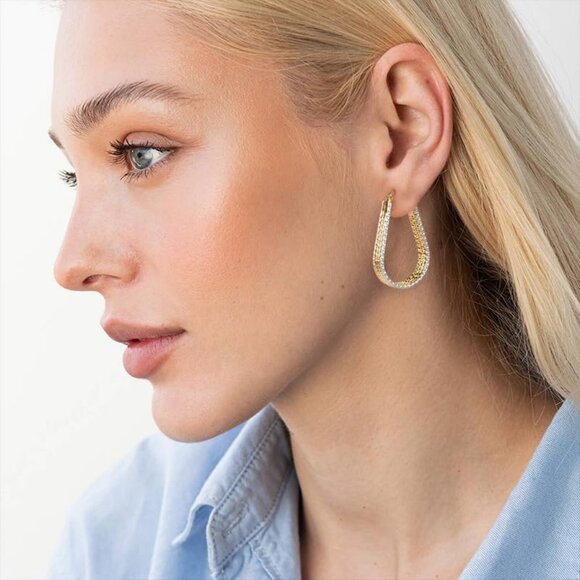 Women's Hypoallergenic Hoop Earrings Trendy Gold Earrings Perfect Colorful - Picture 2 of 9